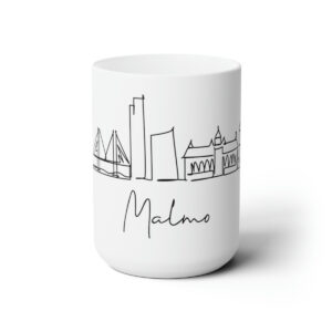 Malmo City Skyline Sweden White Mug 15oz Ceramic