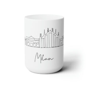 Milan City Skyline Italy White Mug 15oz Ceramic