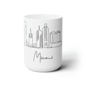 Miami City Skyline White Mug 15oz Ceramic