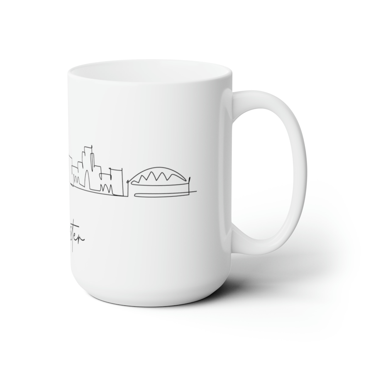 Rochester City Skyline York New White Mug 15oz Ceramic - Image 3