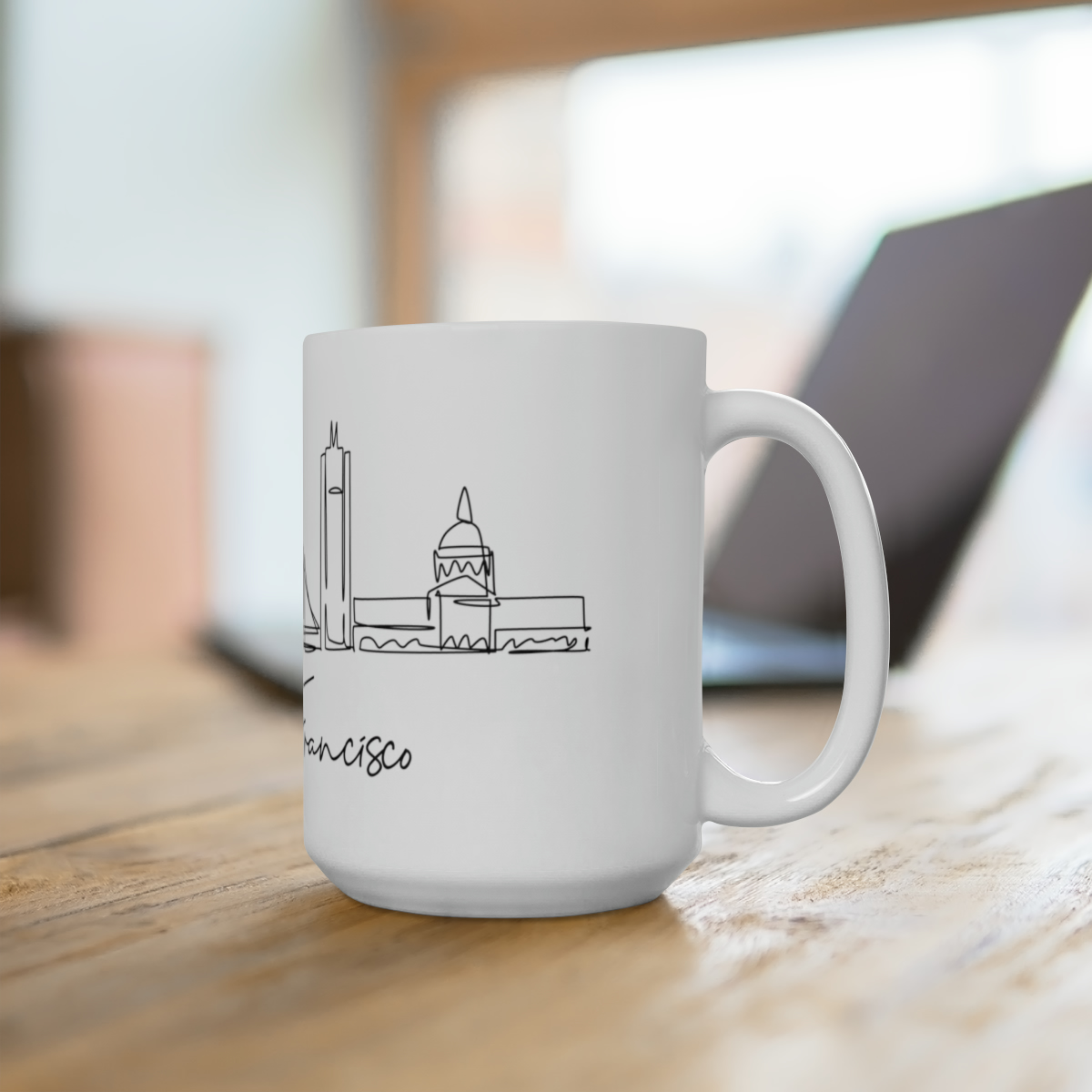 San Francisco City Skyline White Mug 15oz Ceramic - Image 4
