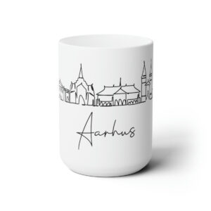 Aarhus City Skyline Denmark White Mug 15oz Ceramic