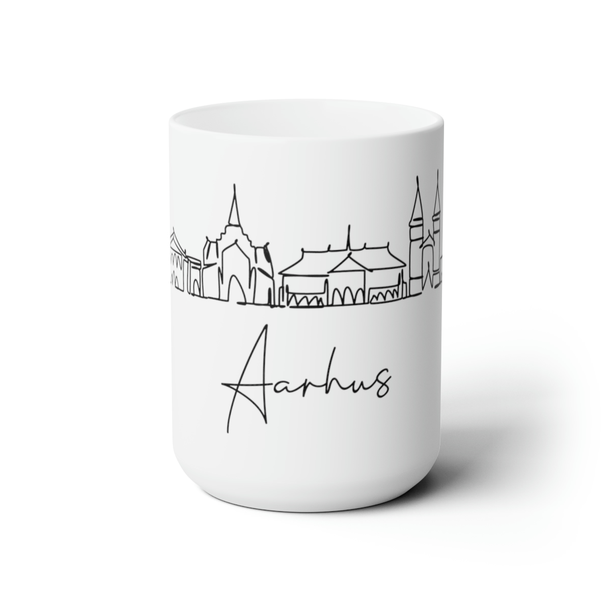 Aarhus City Skyline Denmark White Mug 15oz Ceramic