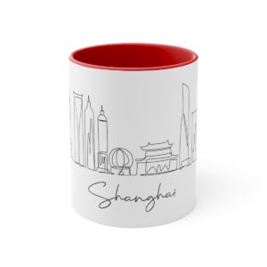 Shanghai City Skyline China Accent Mug 11oz Ceramic