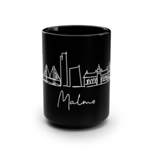 Malmo City Skyline Sweden Black Mug 15oz Ceramic