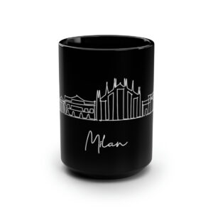 Milan City Skyline Italy Black Mug 15oz Ceramic