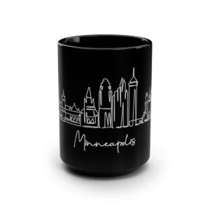 Minneapolis City Skyline Black Mug 15oz Ceramic