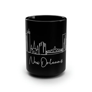 New Orleans City Skyline Black Mug 15oz Ceramic