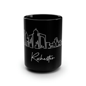 Rochester City Skyline York New Black Mug 15oz Ceramic
