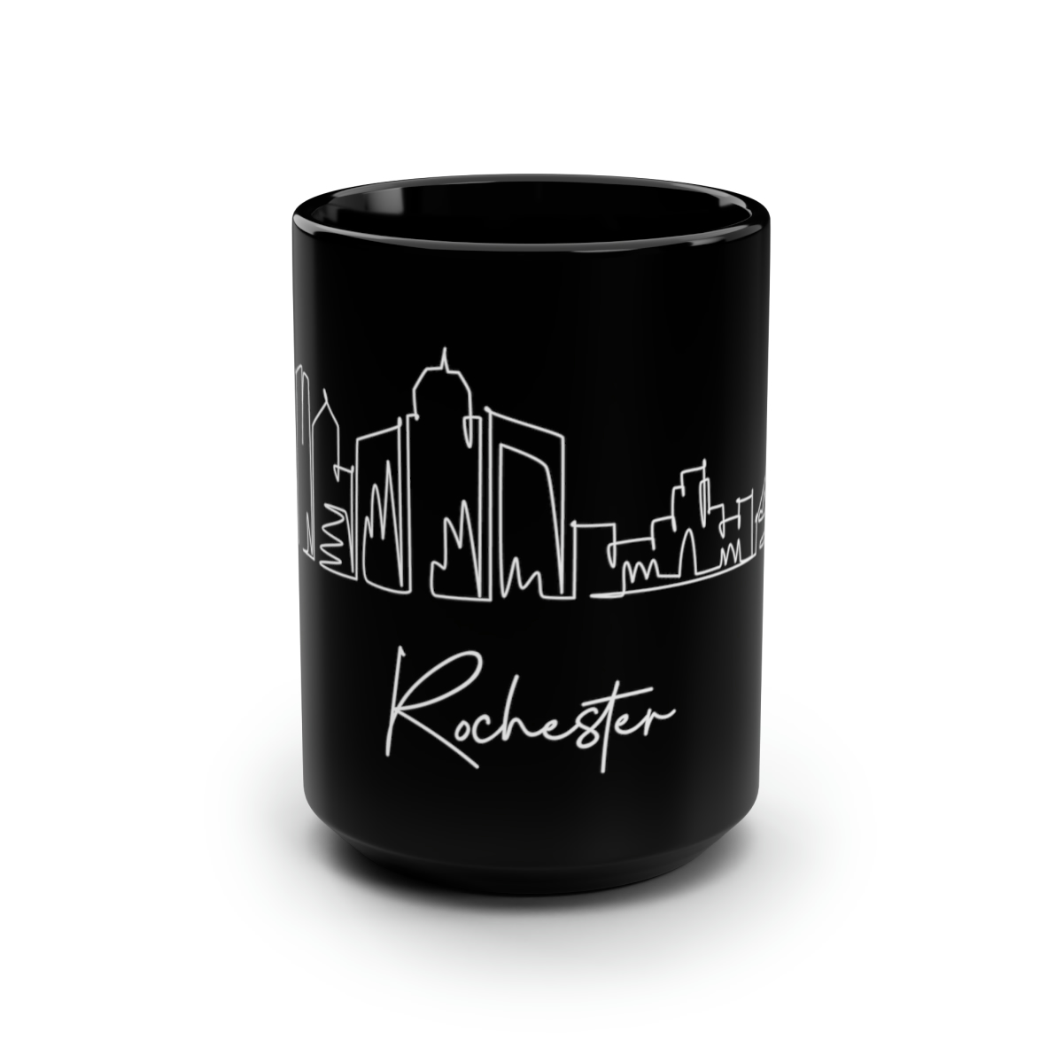 Rochester City Skyline York New Black Mug 15oz Ceramic