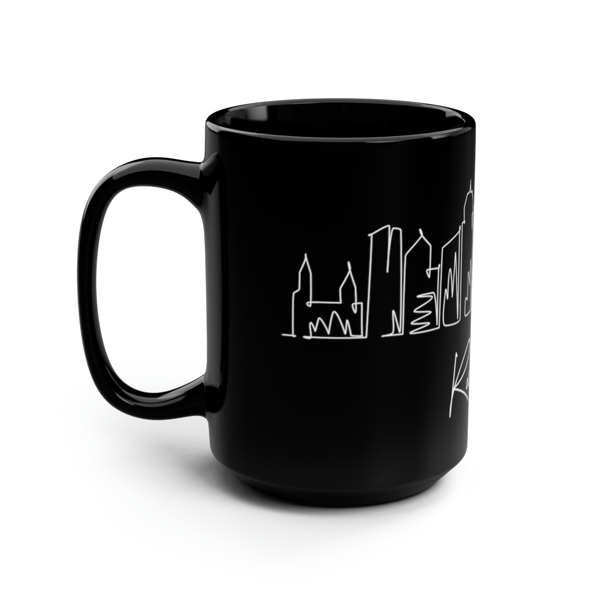 Rochester City Skyline York New Black Mug 15oz Ceramic - Image 4
