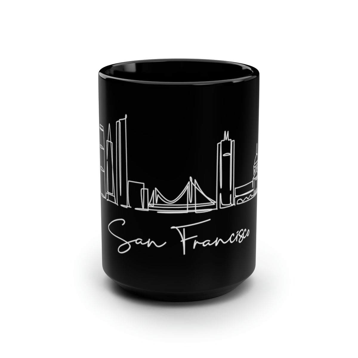 San Francisco City Skyline Black Mug 15oz Ceramic