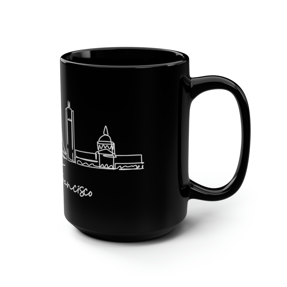 San Francisco City Skyline Black Mug 15oz Ceramic - Image 2