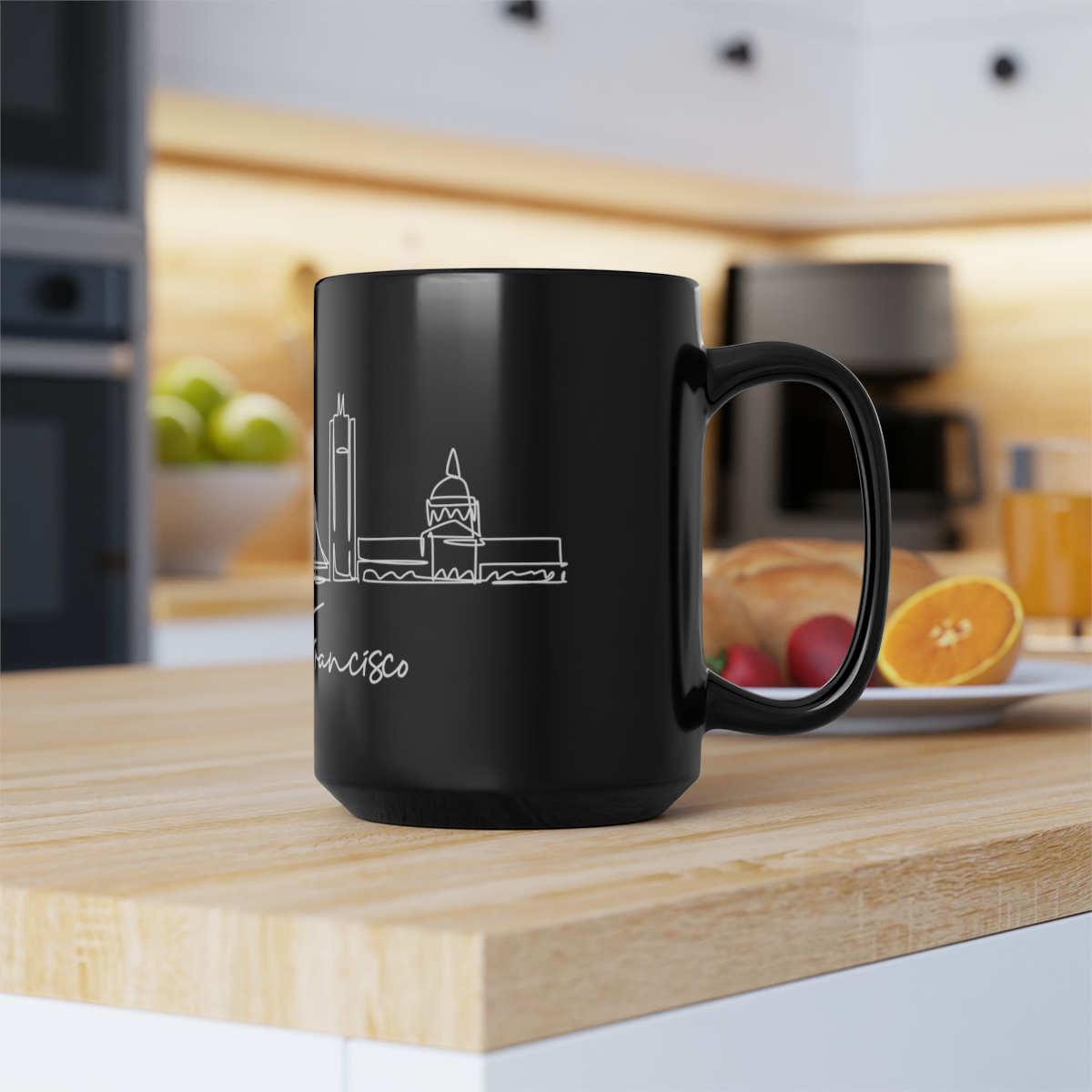 San Francisco City Skyline Black Mug 15oz Ceramic - Image 7