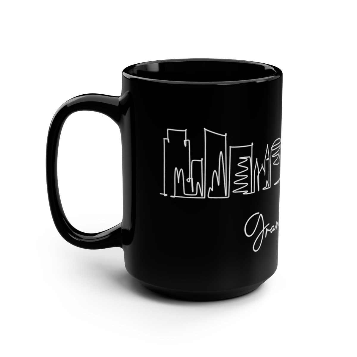 Grand Rapids City Skyline Black Mug 15oz Ceramic - Image 4