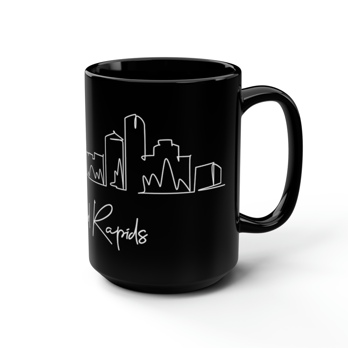 Grand Rapids City Skyline Black Mug 15oz Ceramic - Image 5