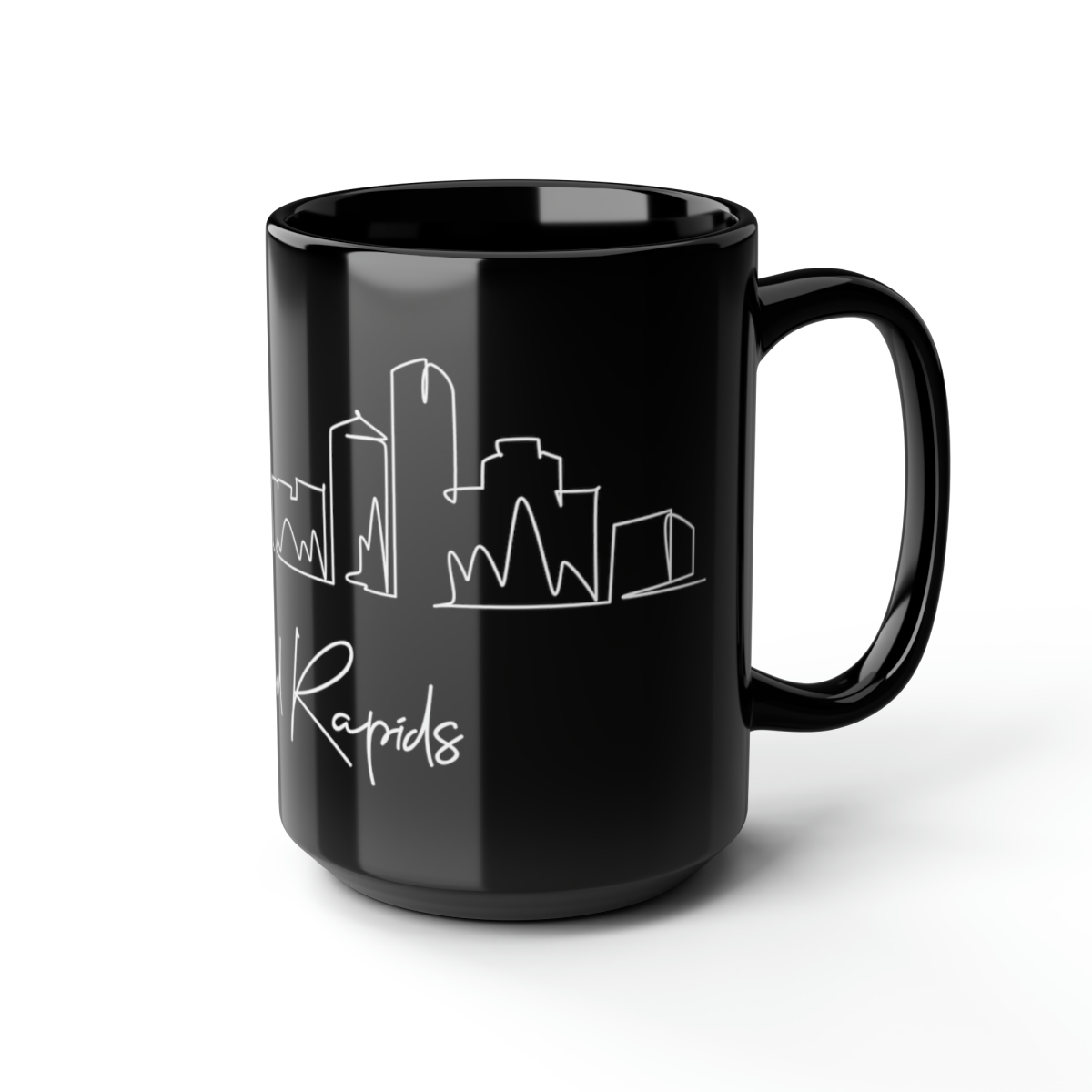 Grand Rapids City Skyline Black Mug 15oz Ceramic - Image 6
