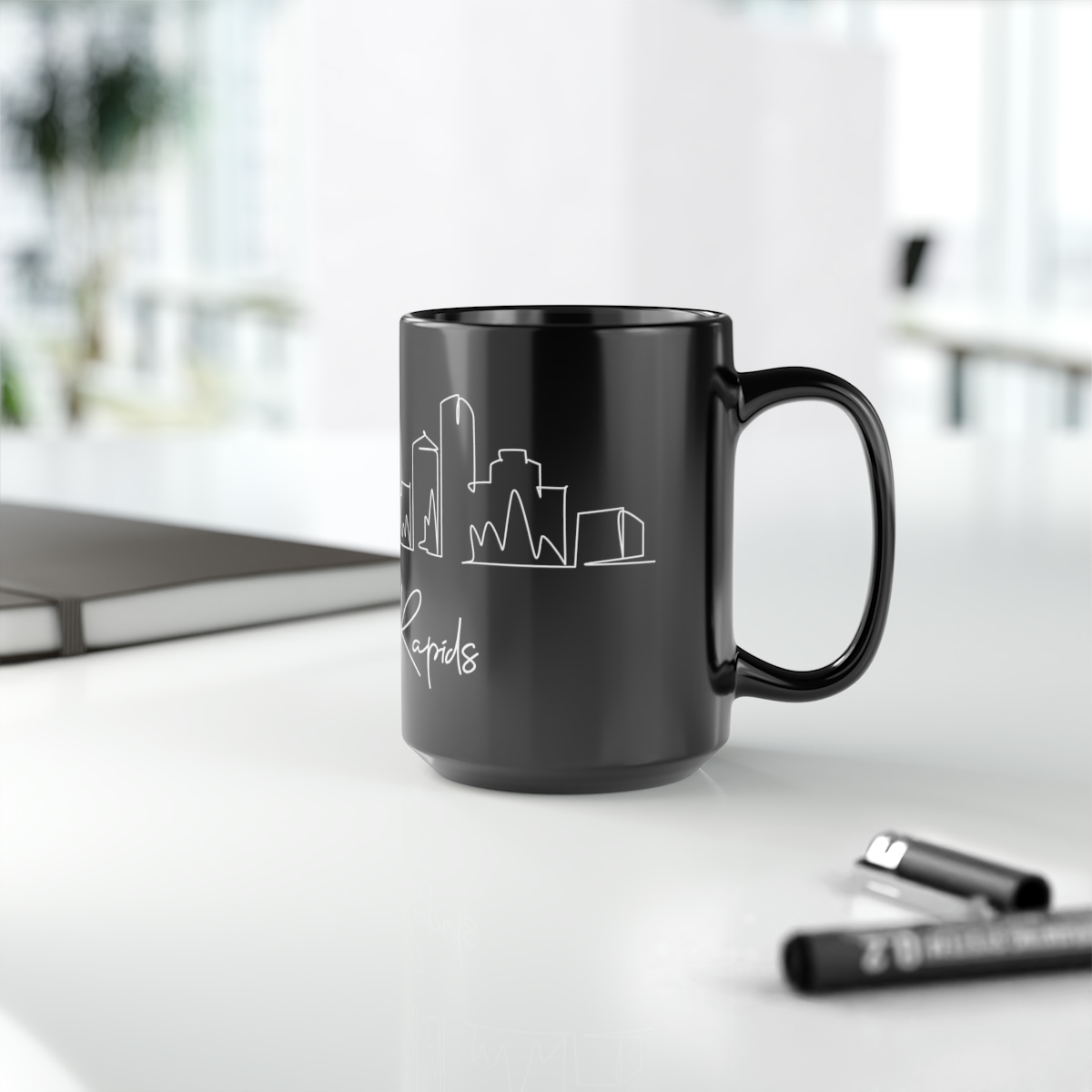 Grand Rapids City Skyline Black Mug 15oz Ceramic - Image 9