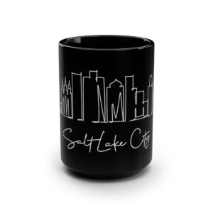 Salt Lake City Utah Skyline Black Mug 15oz Ceramic