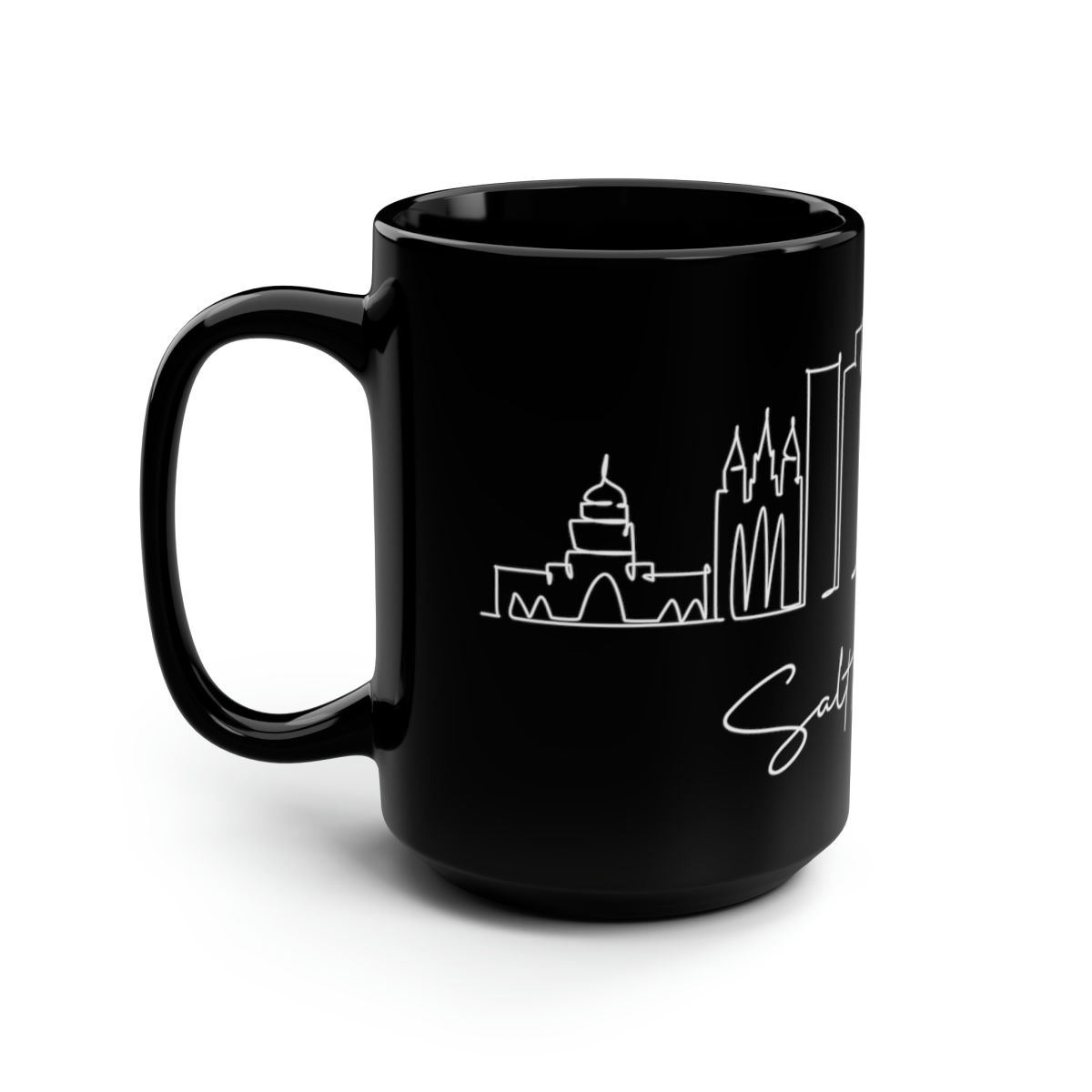 Salt Lake City Utah Skyline Black Mug 15oz Ceramic - Image 4