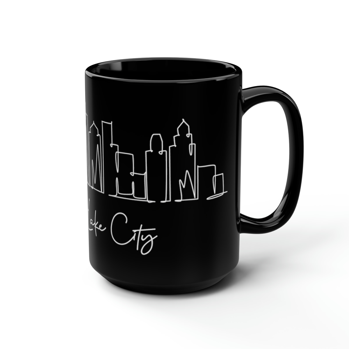 Salt Lake City Utah Skyline Black Mug 15oz Ceramic - Image 5