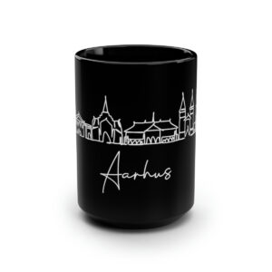 Aarhus City Skyline Denmark Black Mug 15oz Ceramic