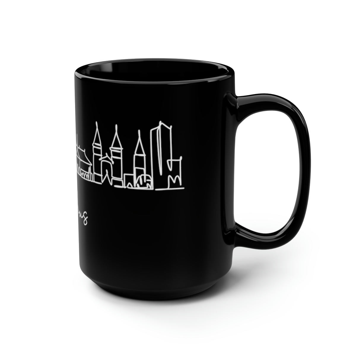 Aarhus City Skyline Denmark Black Mug 15oz Ceramic - Image 2