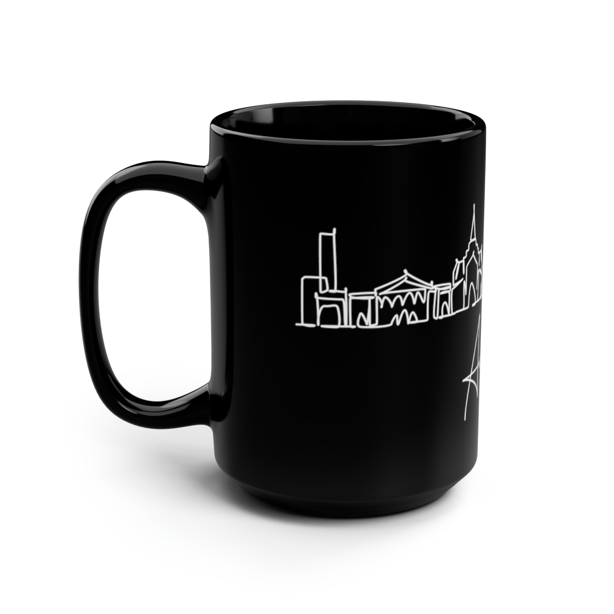 Aarhus City Skyline Denmark Black Mug 15oz Ceramic - Image 4