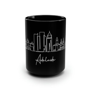 Adelaide City Skyline Black Mug 15oz Ceramic