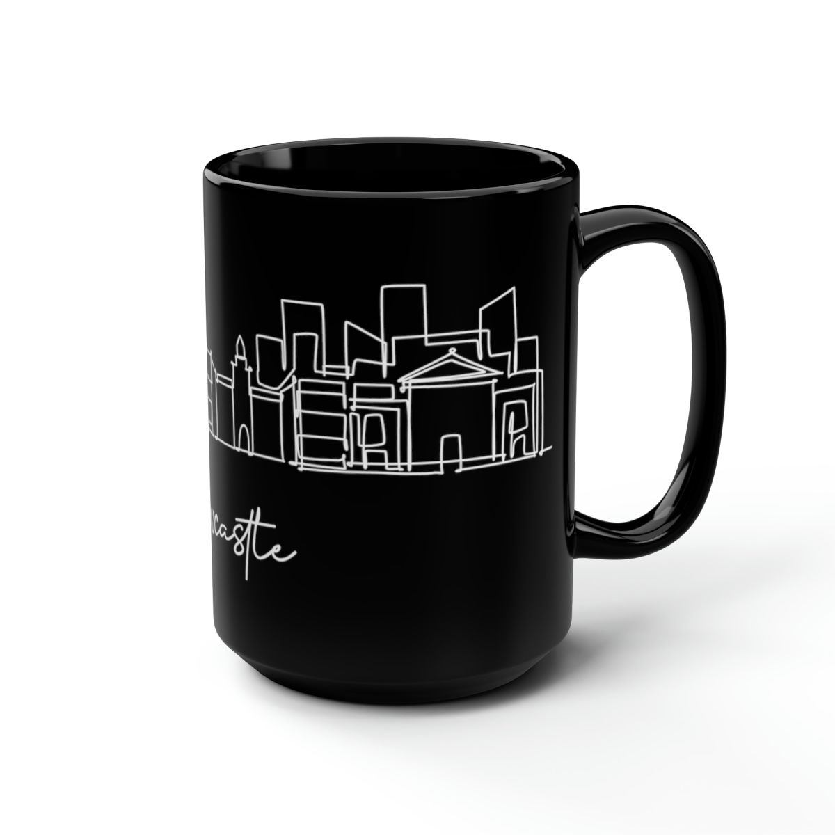 Newcastle City Skyline Black Mug 15oz Ceramic - Image 5
