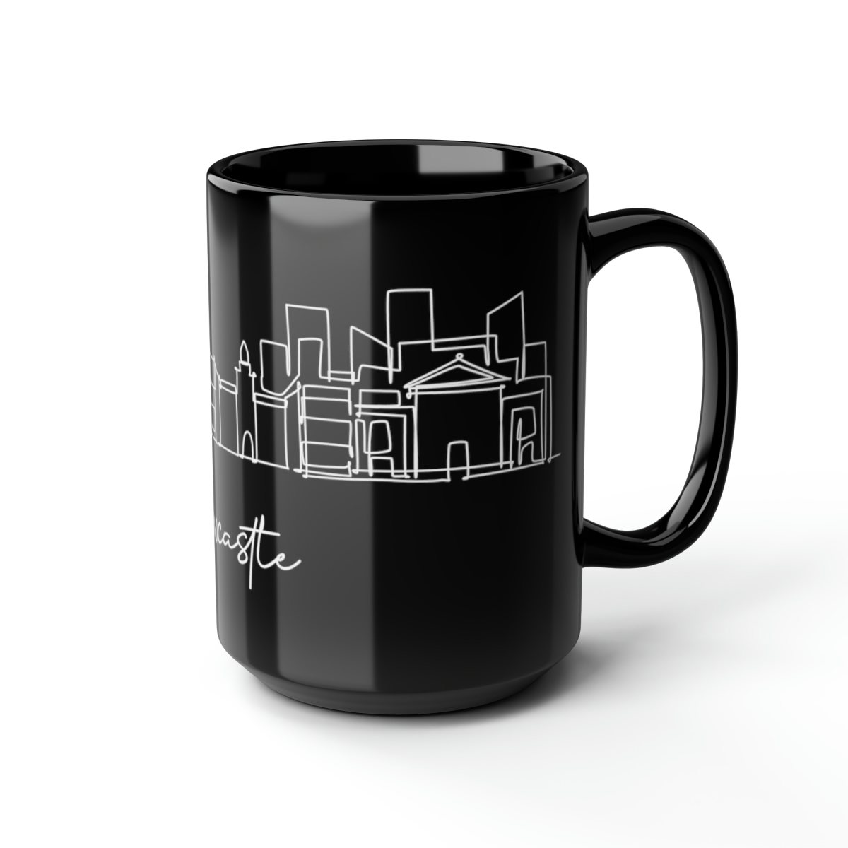 Newcastle City Skyline Black Mug 15oz Ceramic - Image 6