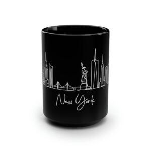 New York City Skyline 2 Black Mug 15oz Ceramic