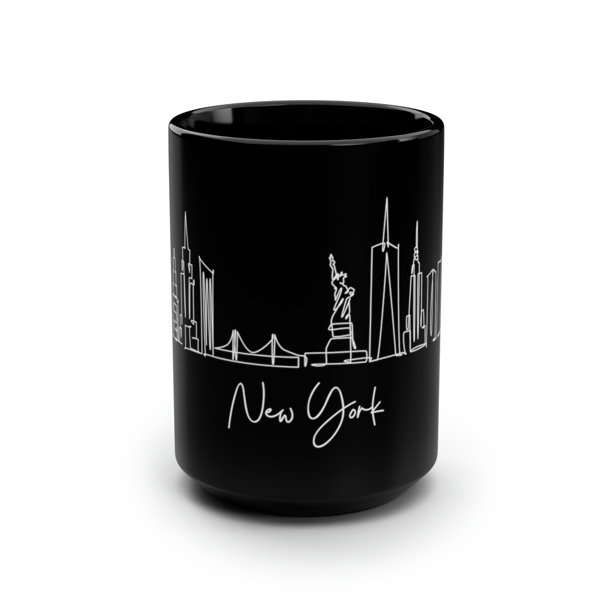 New York City Skyline 2 Black Mug 15oz Ceramic