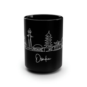 Osaka City Skyline Japan Black Mug 15oz Ceramic