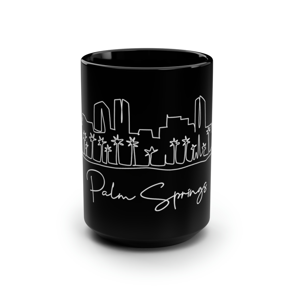 Palm Springs City Skyline Black Mug 15oz Ceramic