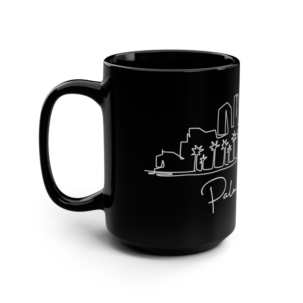 Palm Springs City Skyline Black Mug 15oz Ceramic - Image 4