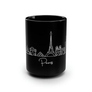 Paris City Skyline Black Mug 15oz Ceramic