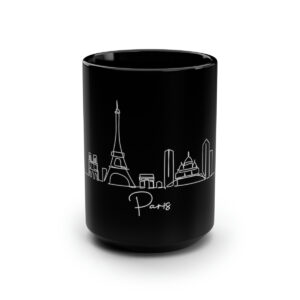 Paris City Skyline France Black Mug 15oz Ceramic