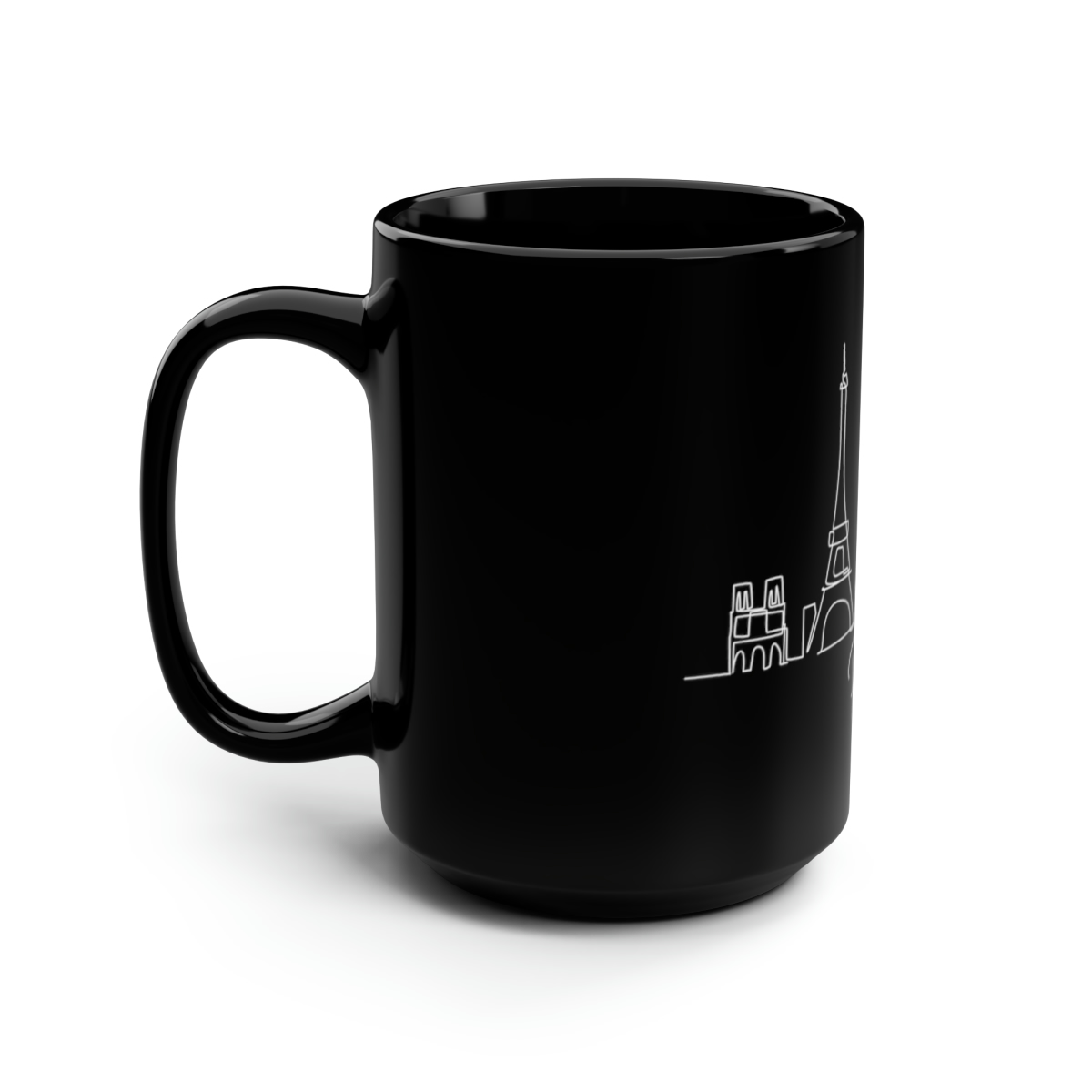 Paris City Skyline France Black Mug 15oz Ceramic - Image 4