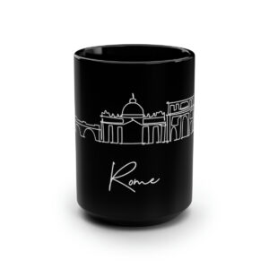 Rome City Skyline Italy Black Mug 15oz Ceramic