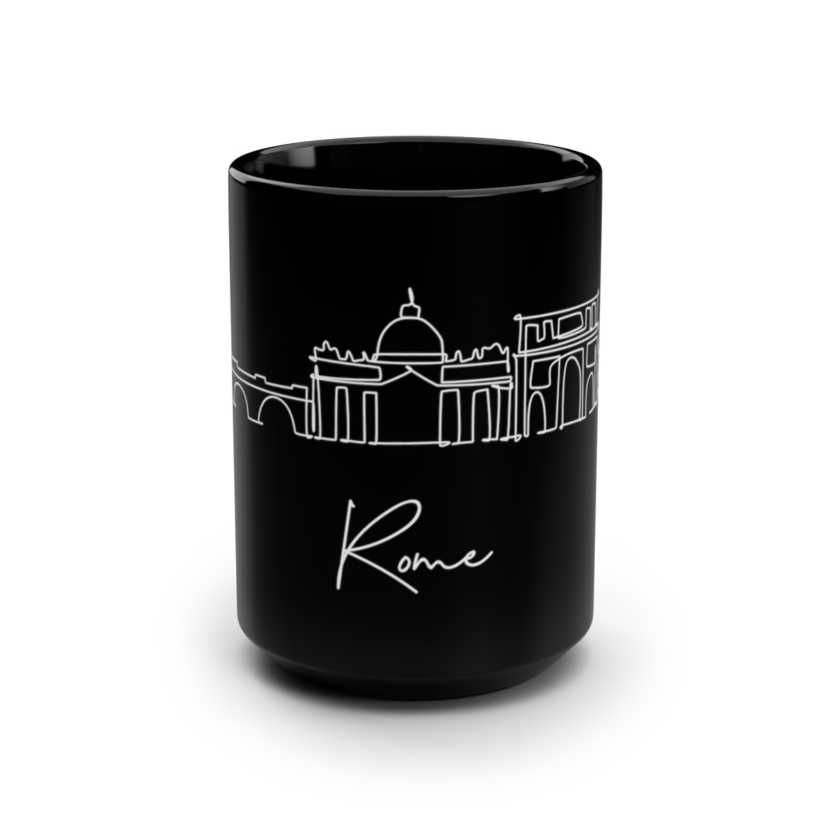 Rome City Skyline Italy Black Mug 15oz Ceramic