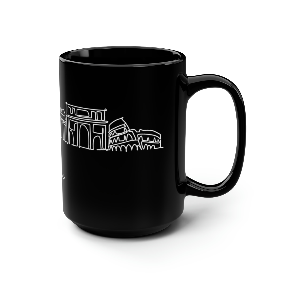 Rome City Skyline Italy Black Mug 15oz Ceramic - Image 2