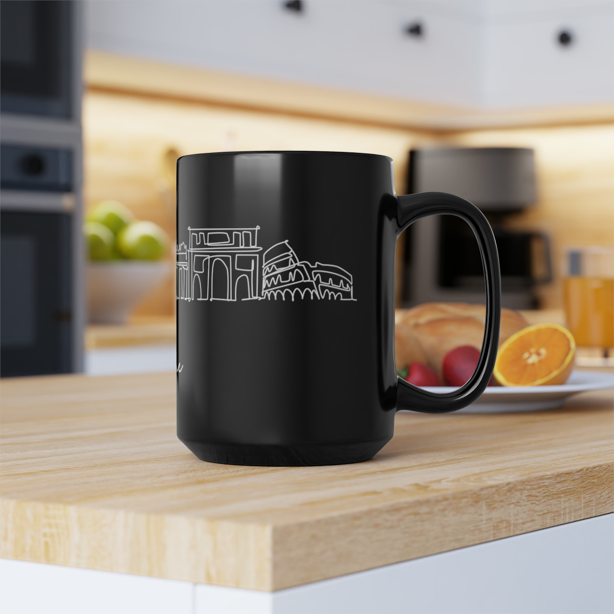 Rome City Skyline Italy Black Mug 15oz Ceramic - Image 7