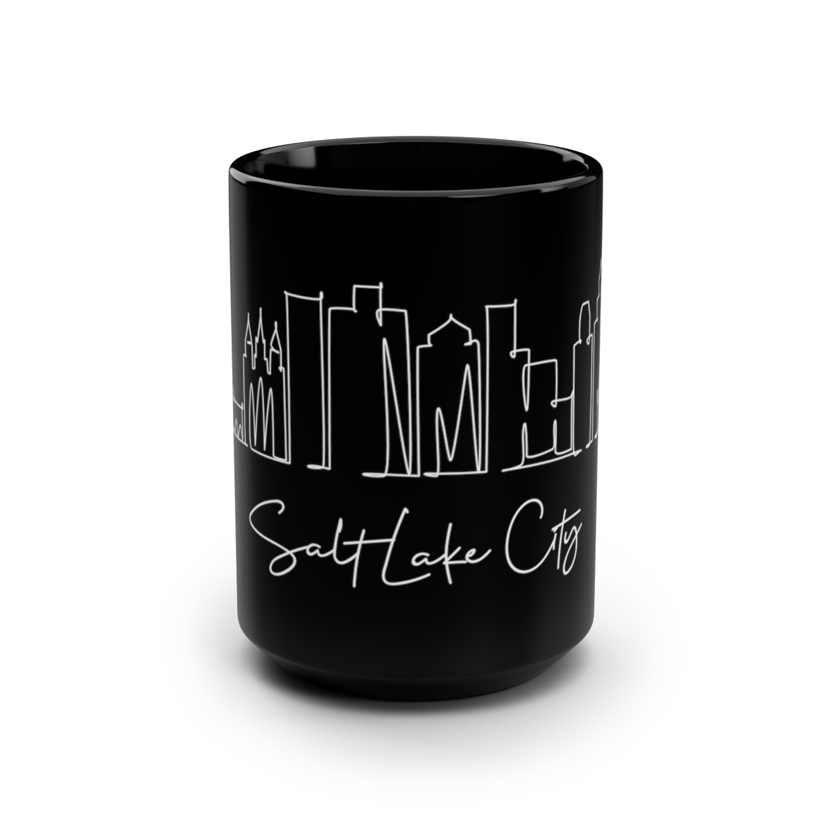 Salt Lake City Skyline Utah Black Mug 15oz Ceramic