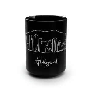 Hollywood Los Angeles City Skyline Black Mug 15oz Ceramic
