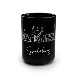 Salzburg City Skyline Black Mug 15oz Ceramic