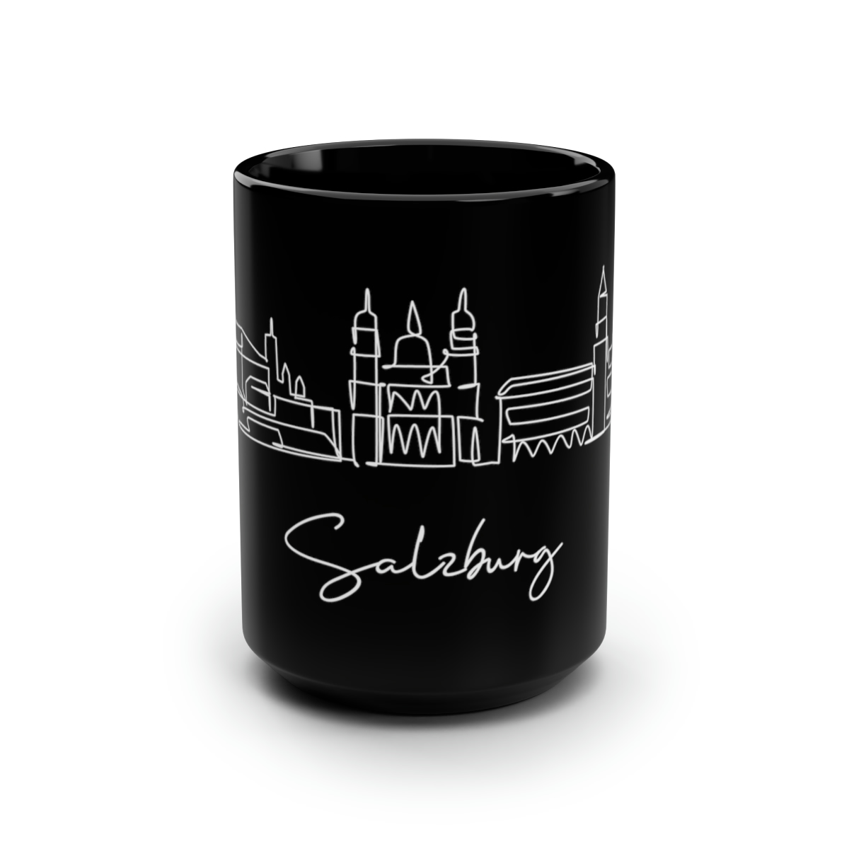 Salzburg City Skyline Black Mug 15oz Ceramic