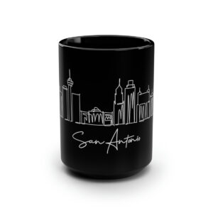 San Antonio City Skyline Black Mug 15oz Ceramic