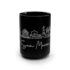 San Marino City Skyline Black Mug 15oz Ceramic