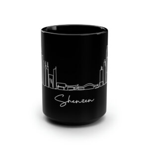 Shenzhen City Skyline China Black Mug 15oz Ceramic